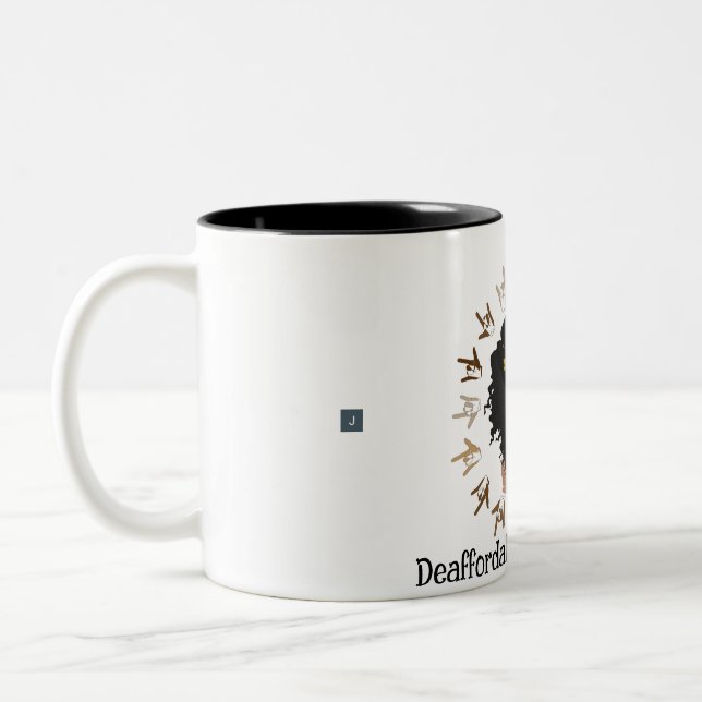 2 Couleurs Noir, Femme Sourde tasse dans le design ASL. (Gauche)