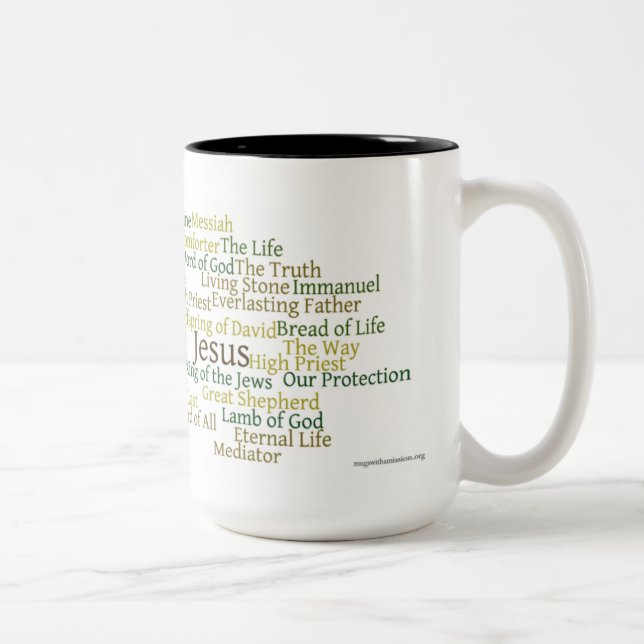 2 Couleurs Noms de tasse de café de Jésus 15oz (Droit)