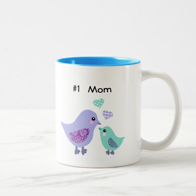 2 Couleurs Numéro 1 maman tasse pourpre et bleue mignonne (Droit)