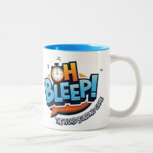 Oh bip ! Bleu à deux tons de tasse de logo