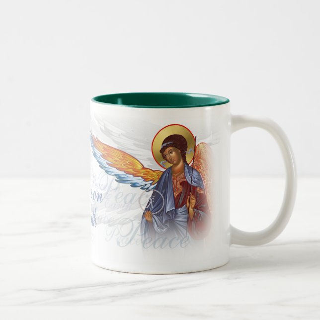 2 Couleurs "Paix tasse sur terre" avec des anges (Droit)
