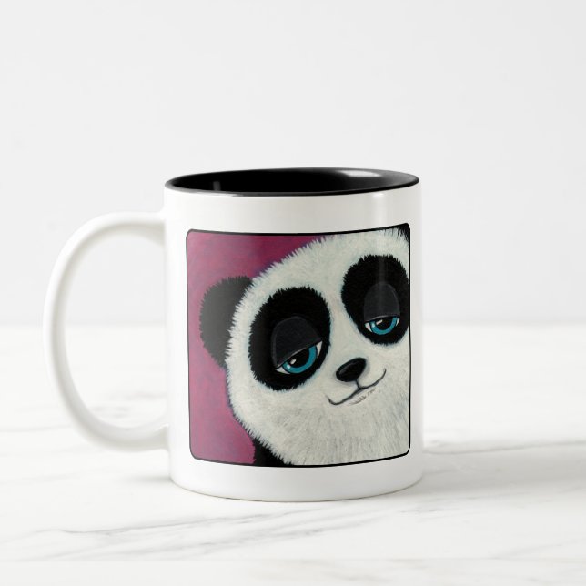 2 Couleurs Panda mignon sur la tasse rose (Gauche)