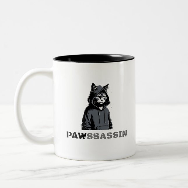 2 Couleurs PAWSSASSIN - Tasse à café Hood Cat (Gauche)