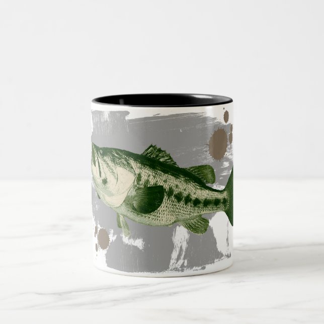 2 Couleurs Peinture de poisson vert foncé flot tasse de café (Centre)