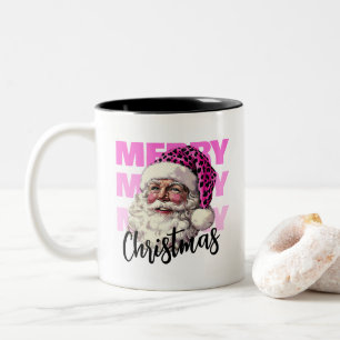 2 Couleurs Père Noël rose de Noël avec tasse de café Casquett