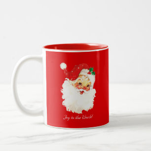 2 Couleurs Père Noël vintage sur tasse à café rouge bicolore