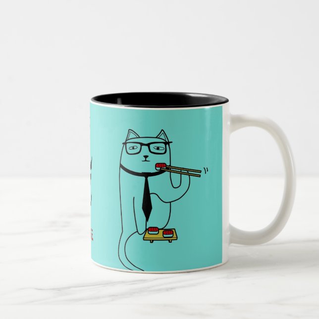 2 Couleurs Personnalisez la tasse de sushi de chat avec votre (Droit)