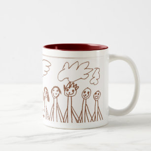 2 Couleurs Personnes heureuses tenant la tasse de mains