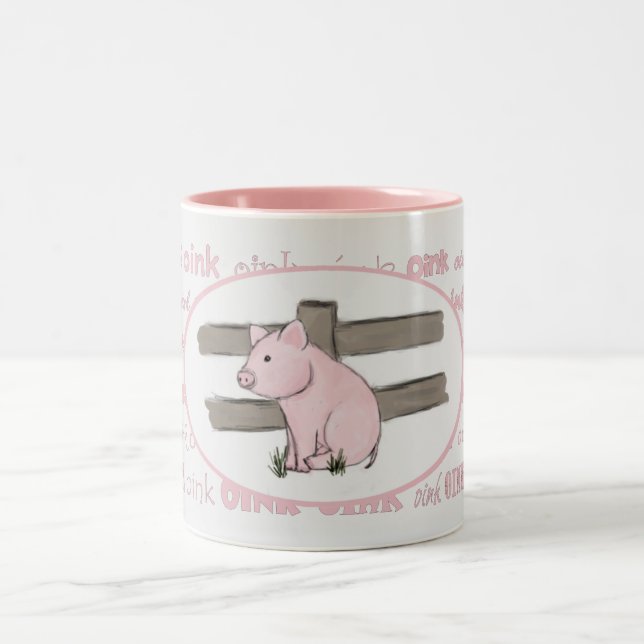 2 Couleurs Petite tasse rose de porcelet (Centre)