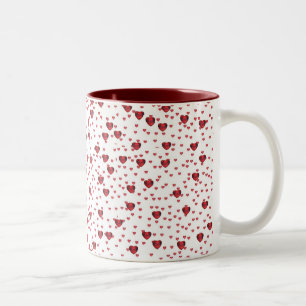 2 Couleurs Peu de tasse rouge de coeurs
