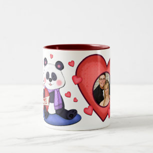 2 Couleurs Photo d'amour de panda de Valentine et tasse