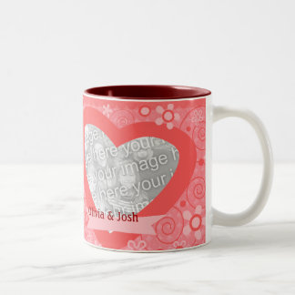 2 Couleurs Photo de coeur de Valentine et tasse faites sur