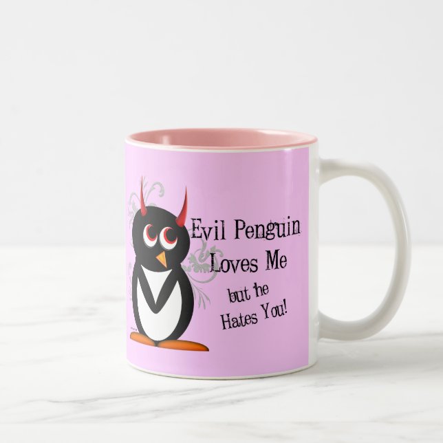 2 Couleurs Pingouin mauvais dans la tasse d'amour (Droit)
