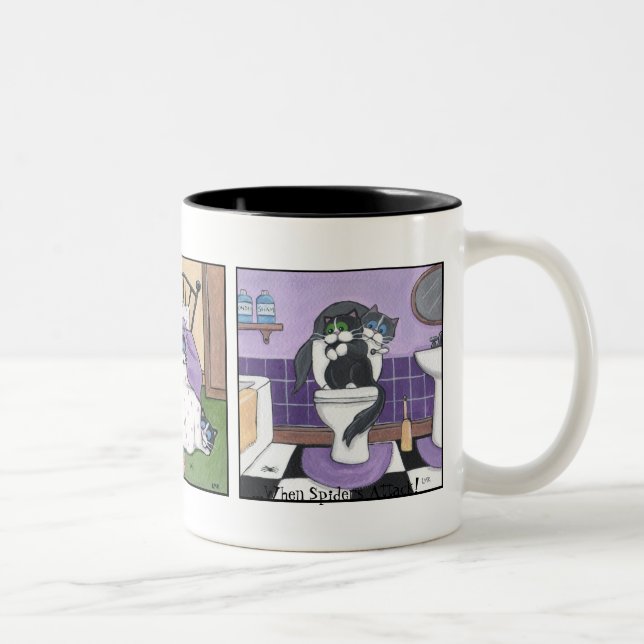2 Couleurs Quand attaque d'araignées - tasse de chat (Droit)