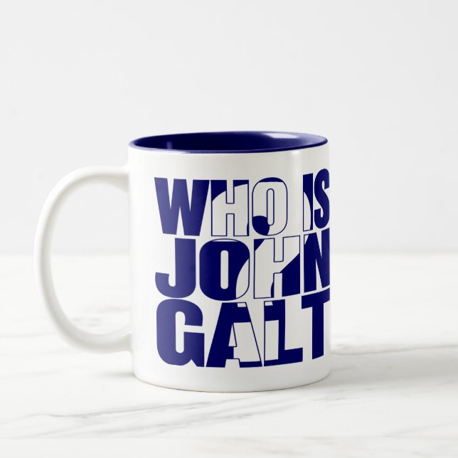 2 Couleurs Qui est John Galt ? bleu de la tasse 15oz (Gauche)