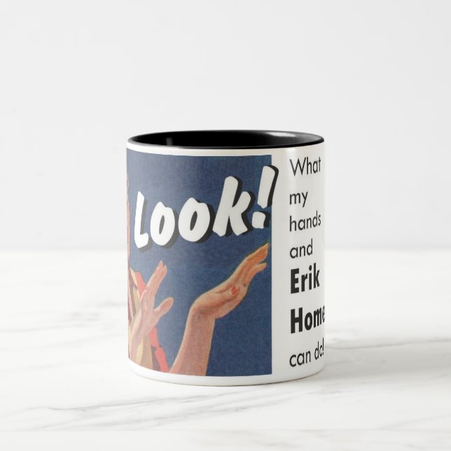 2 Couleurs Regard fait maison d'Erik "!" Tasse de souvenir (Centre)
