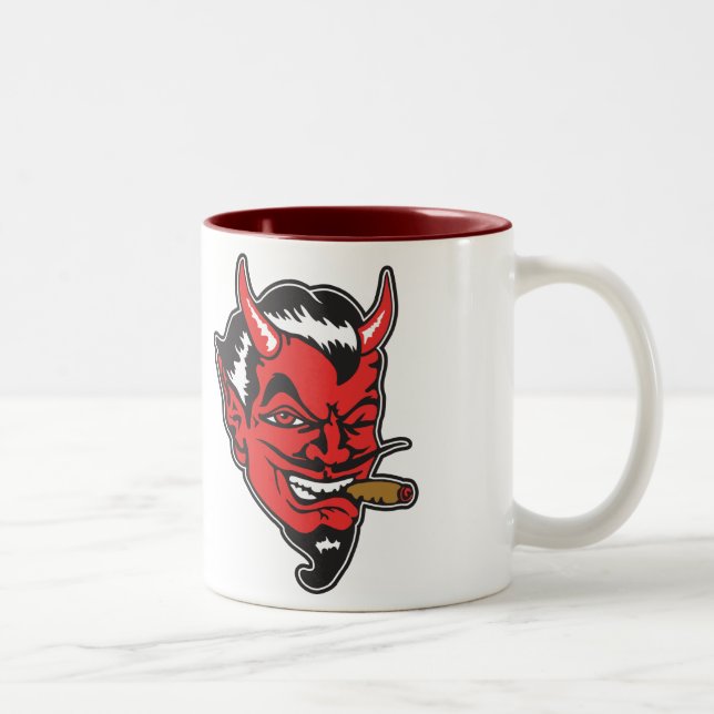 2 Couleurs Rétro tasse de café de tête de diable (Droit)