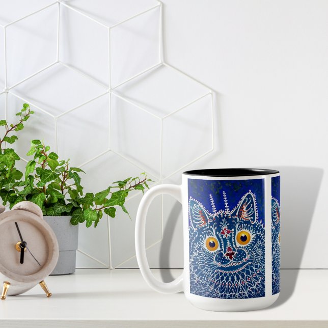 2 Couleurs Royal bleu Kaleidoscope Tasse de chat (Créateur téléchargé)