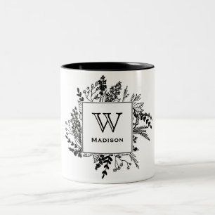 2 Couleurs Sa tasse noire et blanche préférée de monogramm