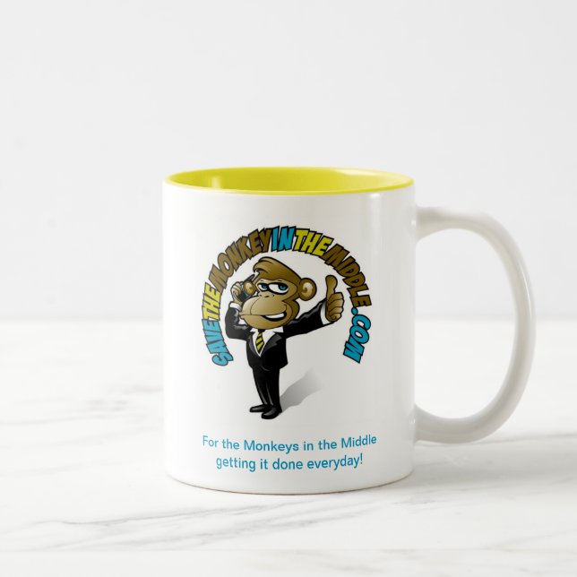 2 Couleurs Sauvez le singe dans la tasse jaune moyenne (Droit)