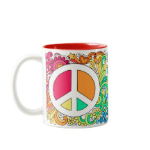 Signe de paix et ♥ super psychédéliques de tasse