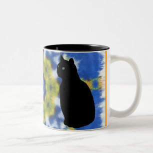 2 Couleurs Silhouette de chat et tasse de colorant de cravate