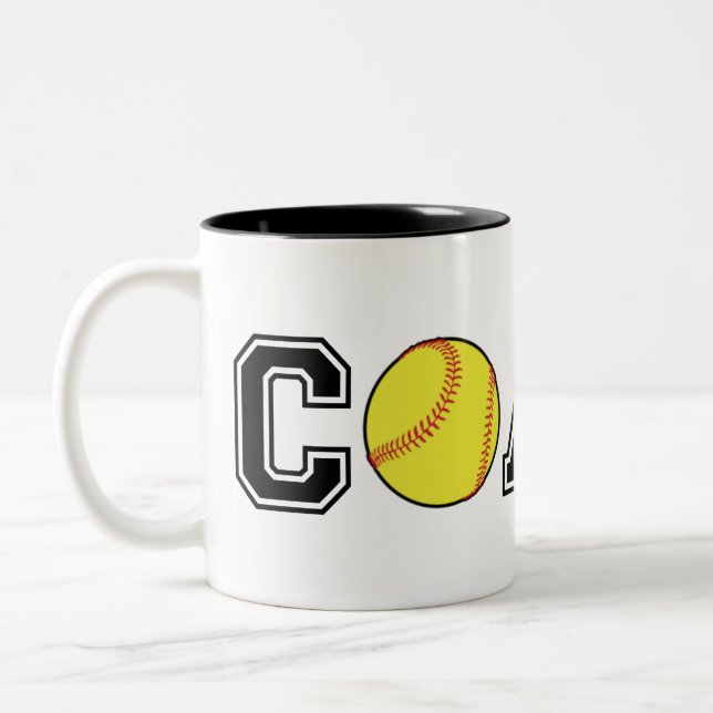 2 Couleurs Softball coach merci cadeau tasse à café (Gauche)