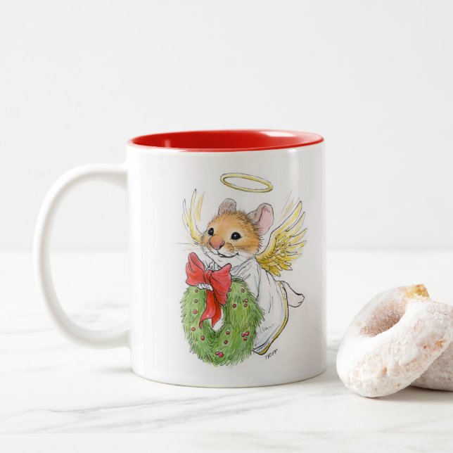 2 Couleurs Souris d'ange de Noël avec la tasse de guirlande (Avec donut)