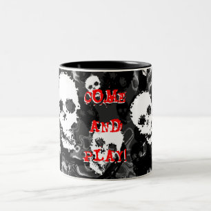 2 Couleurs Spectres crâniens B&W 'Come and Play!' tasse à deu