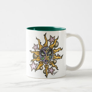 2 Couleurs Sun et tasse de turquoise de fille de lune