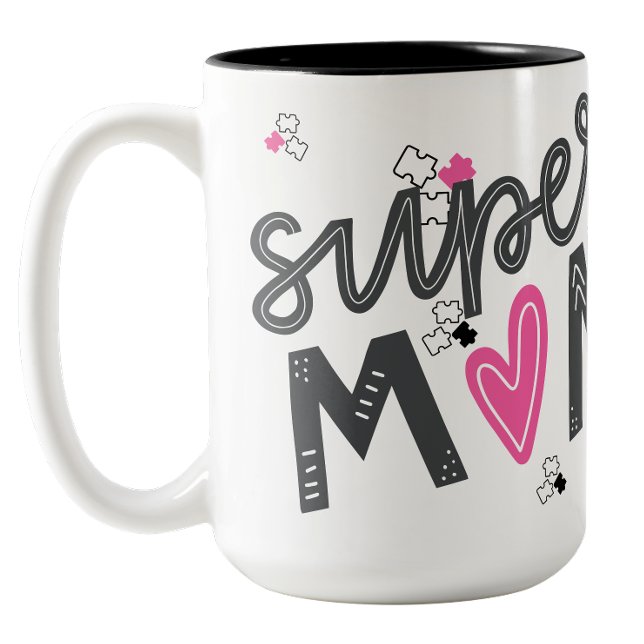 2 Couleurs Super maman Tasse de café pour l'appréciation de l (Super mom Autism appreciation Coffee mug)