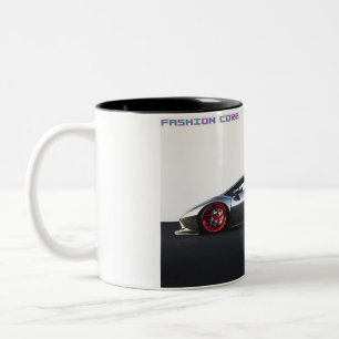 2 Couleurs super sport voiture café tasse sur noir