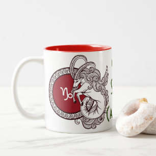 2 Couleurs Symbole du zodiaque de Capricorne tasse de café pe