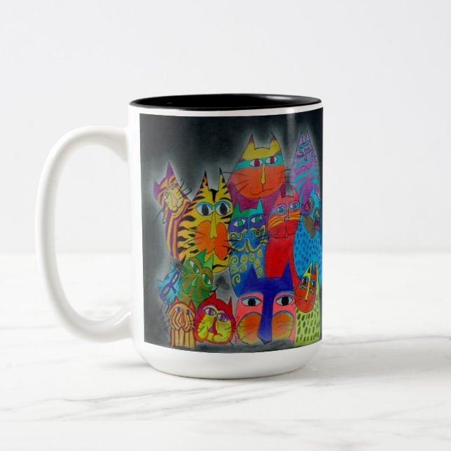 2 Couleurs Tasse - 059- Chats modernes (Gauche)
