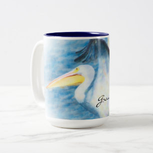 2 Couleurs tasse 17 de pélican d'aquarelle