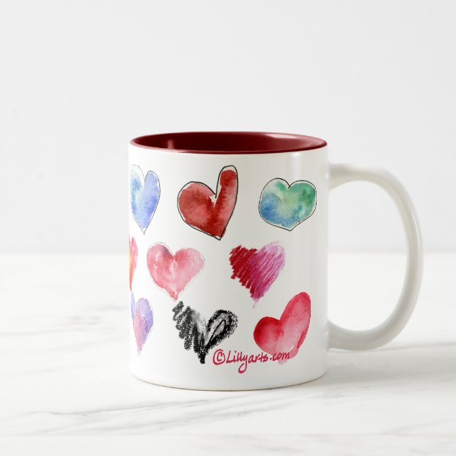 2 Couleurs Tasse 3 de coeurs d'amour de Valentine de 4 (Droit)