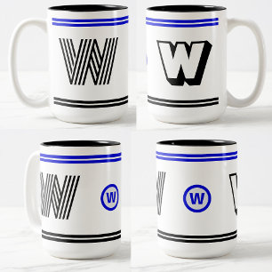 2 Couleurs Tasse à café à monogramme unique (Cadeau d'initial