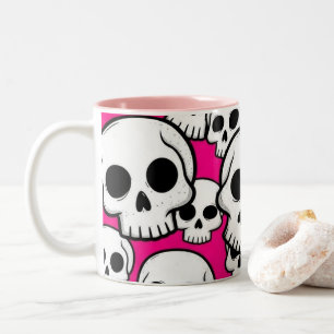 2 Couleurs Tasse à café à motif crâne rose