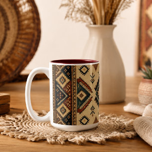 2 Couleurs Tasse à café à motif géométrique tribal boho Rus