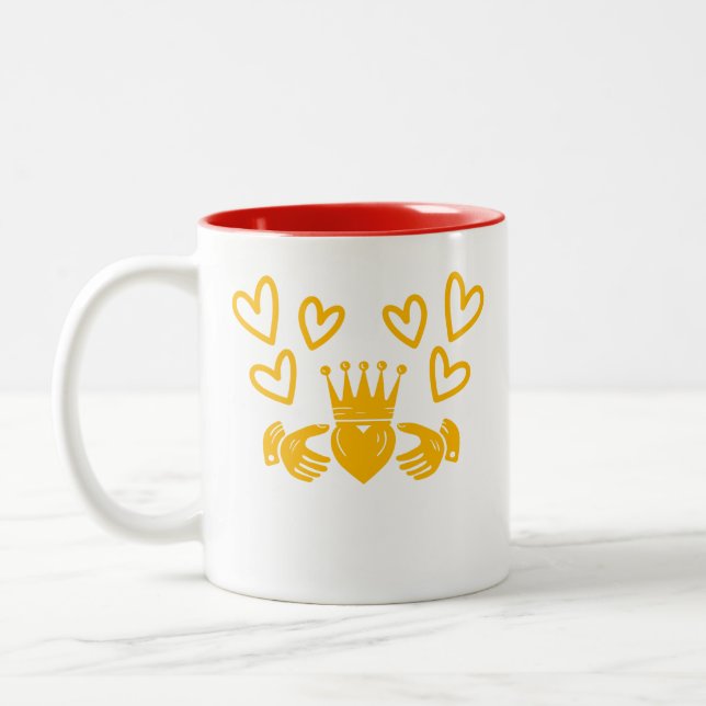 2 Couleurs Tasse à café avec anneau Claddagh en or (Gauche)