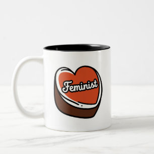 2 Couleurs Tasse à café avec coeurs de bonbons féministes