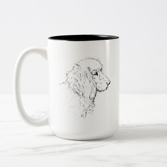 2 Couleurs Tasse à café avec croquis de Cocker Spaniel – Lign (Gauche)