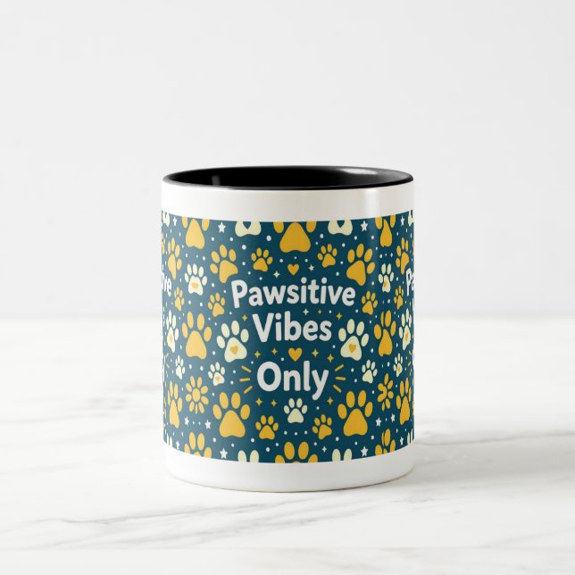 2 Couleurs Tasse à café avec empreinte de patte de chien "Vib (Centre)