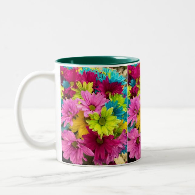 2 Couleurs Tasse à café avec fleurs agréables (Gauche)