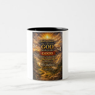 2 Couleurs Tasse à café avec le verset biblique Romains 8:28