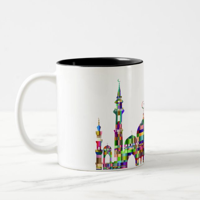 2 Couleurs Tasse à café avec motif prismatique coloré mosquée (Gauche)