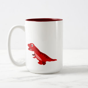 2 Couleurs Tasse à café avec un T-Rex dinosaure cartoon rouge