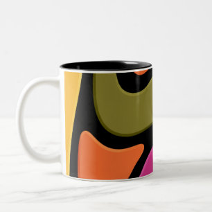 2 Couleurs Tasse à café avec vague de couleur abstraite.