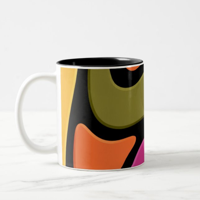 2 Couleurs Tasse à café avec vague de couleur abstraite. (Gauche)