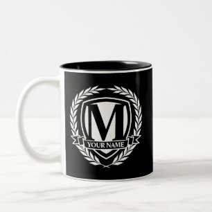 2 Couleurs Tasse à café bicolore avec monogramme de laurier